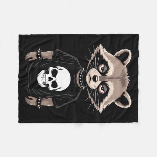 Couverture Polaire Dark Emo Raccoon With Skull Punk Style Alternative (Devant (Horizontal))
