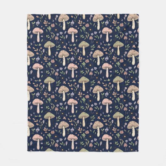 Couverture Polaire Dark Navy Fungi | Minimalist Office Cozy Gift (Devant)