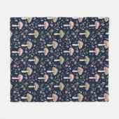 Couverture Polaire Dark Navy Fungi | Minimalist Office Cozy Gift (Devant (Horizontal))