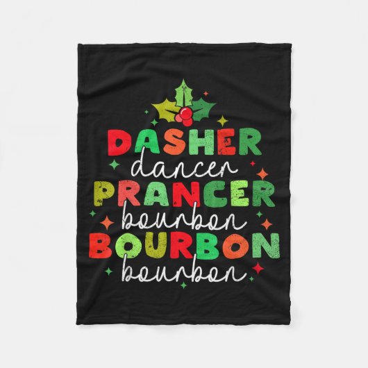 Couverture Polaire Dasher Dancer Prancer & Bourbon Christmas Holi (Devant)