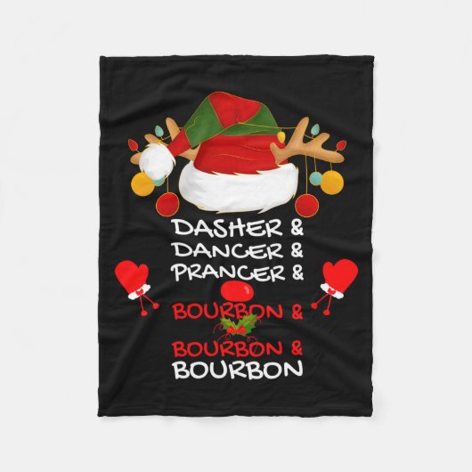 Couverture Polaire Dasher Dancer Prancer & Bourbon Christmas Holi (Devant)