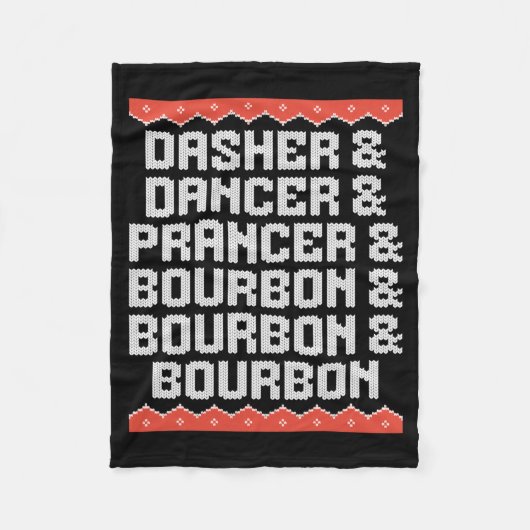 Couverture Polaire Dasher Dancer Prancer And Bourbon Christmas Holida (Devant)
