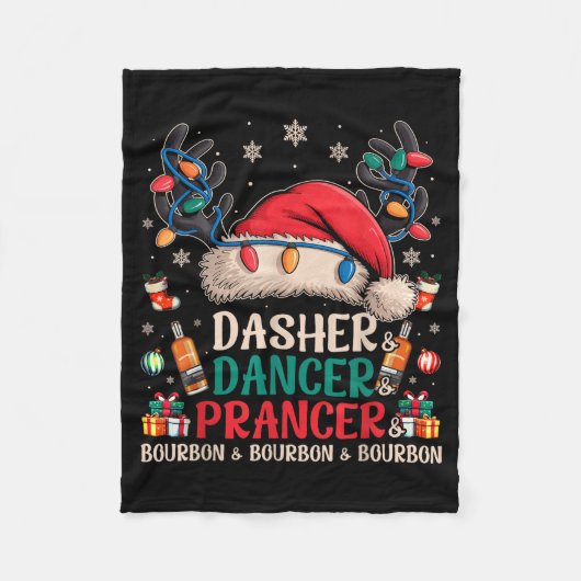 Couverture Polaire Dasher Dancer Prancer And Bourbon Funny Christmas (Devant)