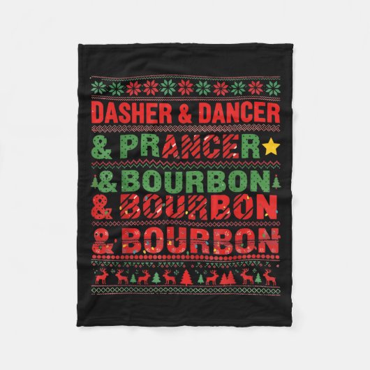 Couverture Polaire Dasher Dancer Prancer And Bourbon Whiskey Funny Ch (Devant)
