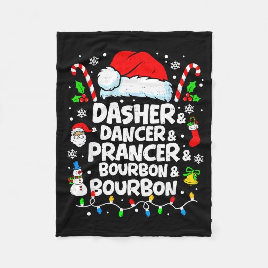 Couverture Polaire Dasher Dancer Prancer Bourbon Funny Christmas Sant (Devant)