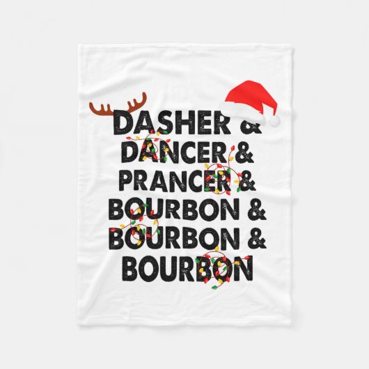 Couverture Polaire Dasher Dancer Prancer & Bourbon Noël (Devant)