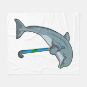 Couverture Polaire Dauphin à Hockey avec bâton de hockey (Devant (Horizontal))