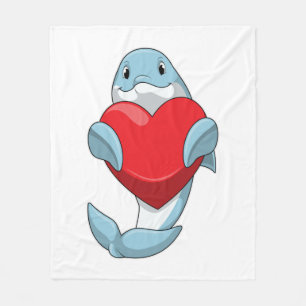 Couverture Polaire Dauphin avec coeur