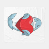 Couverture Polaire Dauphin avec coeur (Devant (Horizontal))
