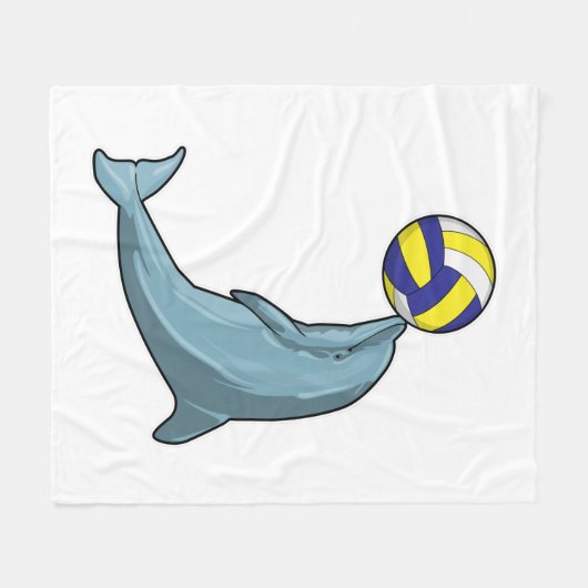 Couverture Polaire Dauphin avec volleyball (Devant (Horizontal))