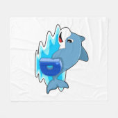 Couverture Polaire Dauphin en natation avec lettre (Devant (Horizontal))