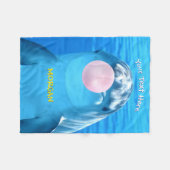Couverture Polaire Dauphin mignon, bulle de gomme, nom et message (Devant (Horizontal))