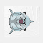 Couverture Polaire Dauphin Nerd avec lunettes (Devant (Horizontal))