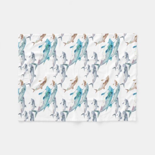 Couverture Polaire Dauphins bleus (Devant (Horizontal))