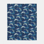 Couverture Polaire Dauphins nager dans l'océan avec des poissons (Devant)