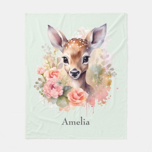 Couverture Polaire De Beaux Cerfs Entourés De Roses (Devant)