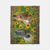 Couverture Polaire De beaux chevaux dans le champ de tournesols (Devant)