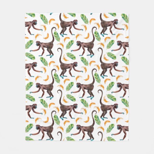 Couverture Polaire De doux singes qui jonglent avec des bananes (Devant)