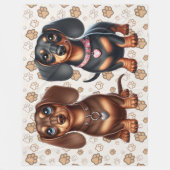 Couverture Polaire De mignons amis dachshund (Devant)