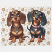 Couverture Polaire De mignons amis dachshund (Devant (Horizontal))