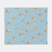 Couverture Polaire De mignons petits renards en bleu (Devant (Horizontal))