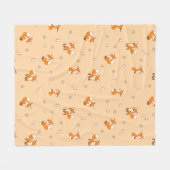 Couverture Polaire De mignons petits renards sur la crème (Devant (Horizontal))