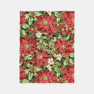 Couverture polaire de Noël Floral Holiday