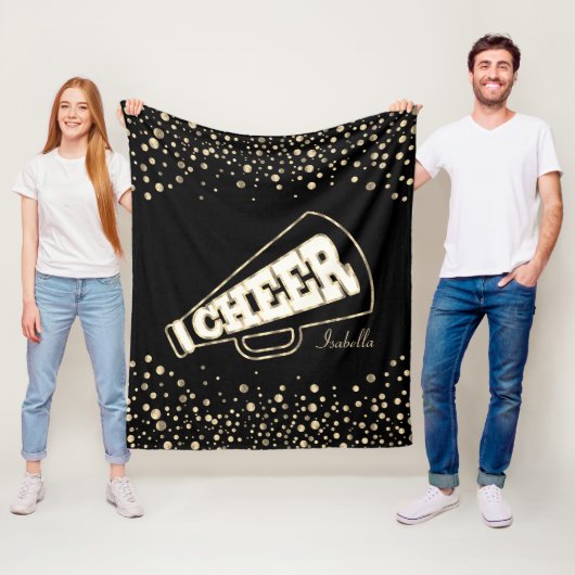 Couverture Polaire 💖 de 📣 pom-pom girl - Dots d'or et Noir (En situation)