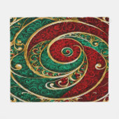 Couverture polaire de vacances rouge or vert (Devant (Horizontal))