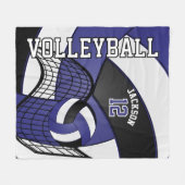 Couverture Polaire 🏐 de volley-ball - Bleu, Blanc, Noir (Devant (Horizontal))