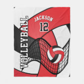 Couverture Polaire 🏐 de volley-ball en rouge, blanc et noir (Devant)