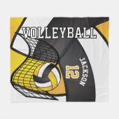 Couverture Polaire 🏐 de volley-ball - Jaune, Blanc, Noir (Devant (Horizontal))