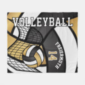 Couverture Polaire 🏐 de volley-ball - Or, Blanc, Noir (Devant (Horizontal))