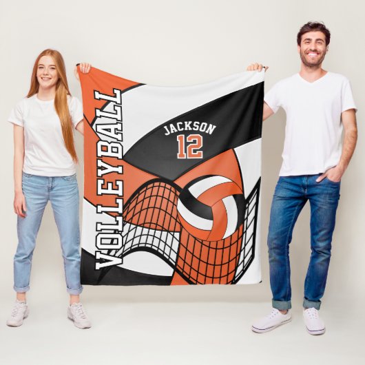 Couverture Polaire 🏐 de volley-ball - Orange, Blanc, Noir (En situation)