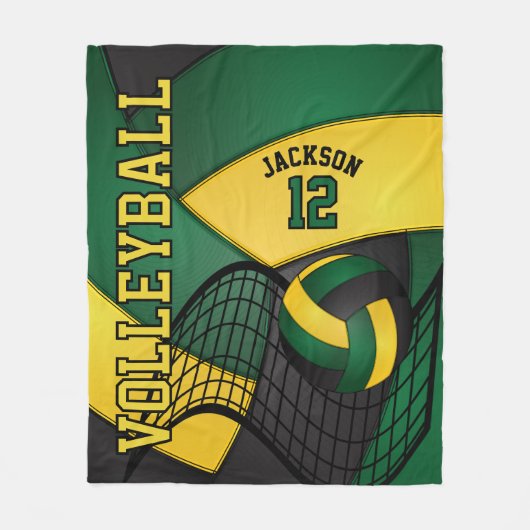 Couverture Polaire 🏐 de volley-ball - Vert, Or, Noir (Devant)