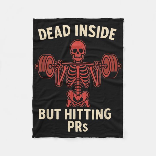 Couverture Polaire Dead Inside But Hitting Prs – Funny Skeleton Gym L (Devant)