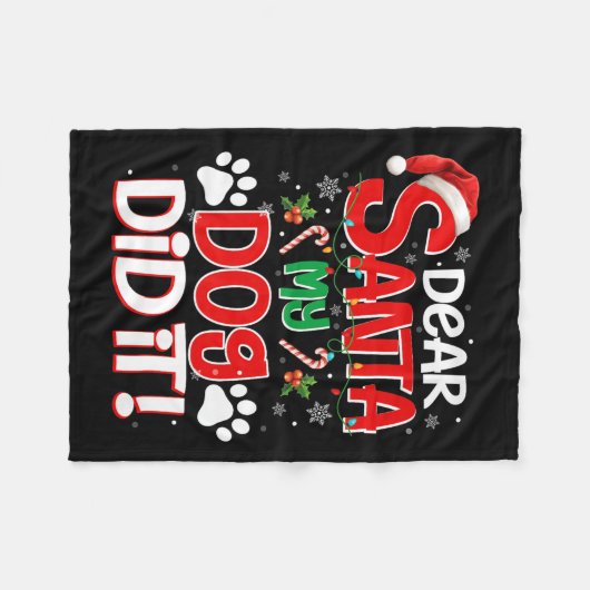 Couverture Polaire Dear Santa My Dog Did It Funny Christmas Dog Lover (Devant (Horizontal))