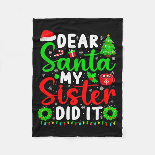 Couverture Polaire Dear Santa My Sister Did It Funny Christmas Kids S (Devant)