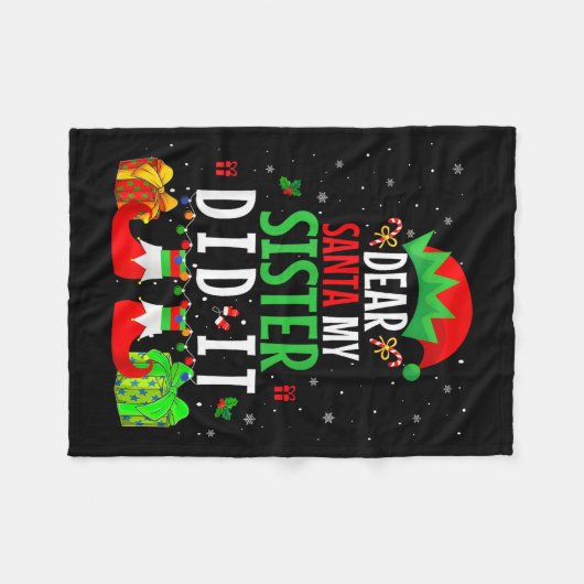 Couverture Polaire Dear Santa My Sister Did It Girls Kids Boys Funny (Devant (Horizontal))