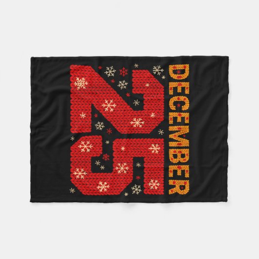 Couverture Polaire December 25 Knit Style Christmas Day Snowflake (Devant (Horizontal))