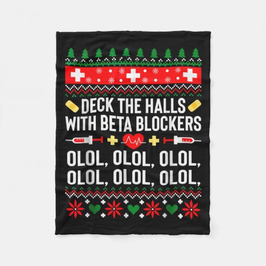 Couverture Polaire Deck The Halls With Beta Blockers Nurse Christmas (Devant)