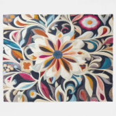 Couverture Polaire Décor Abstrait bleu doré (Devant (Horizontal))