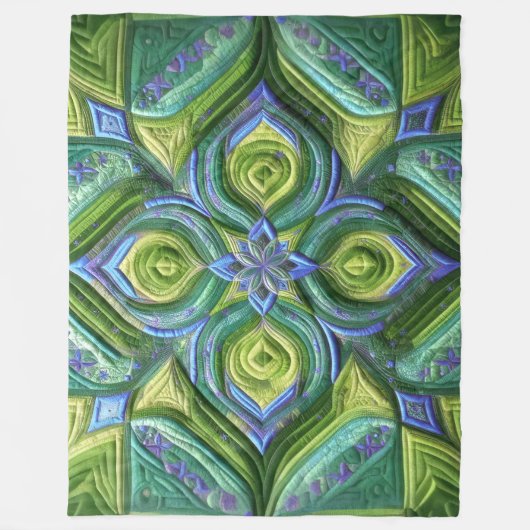 Couverture Polaire Décor bleu bleu vert doré (Devant)