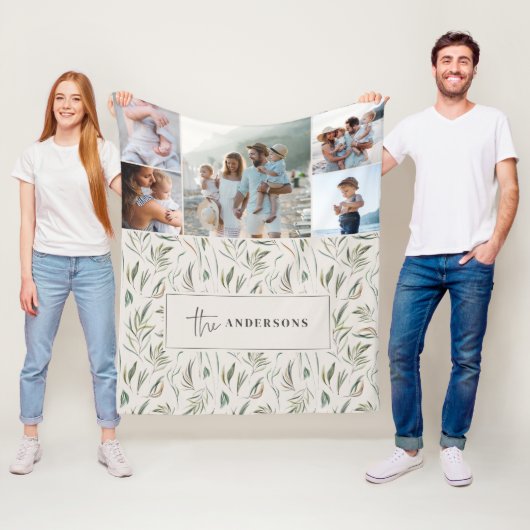 Couverture Polaire Décor botanique naturel élégant multi photo maison (En situation)