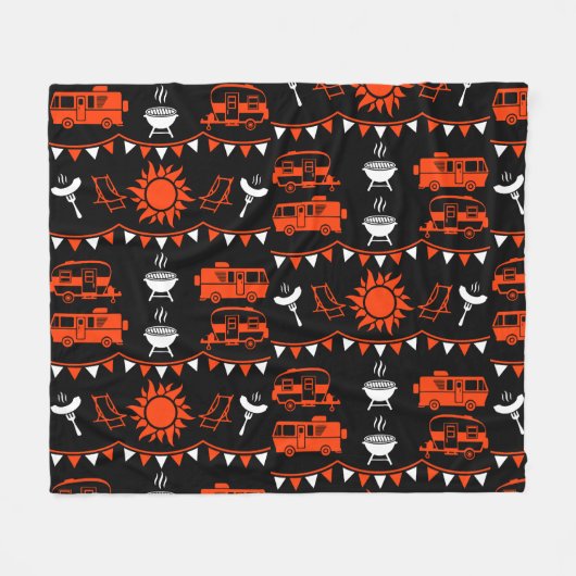 Couverture Polaire Décor camping Caravan (Devant (Horizontal))