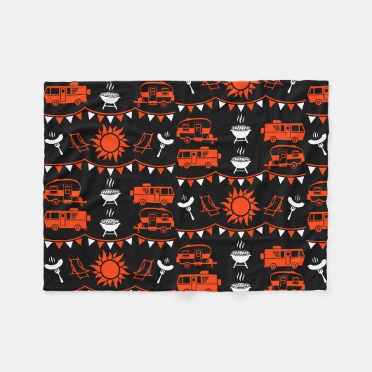 Couverture Polaire Décor camping Caravan (Devant (Horizontal))