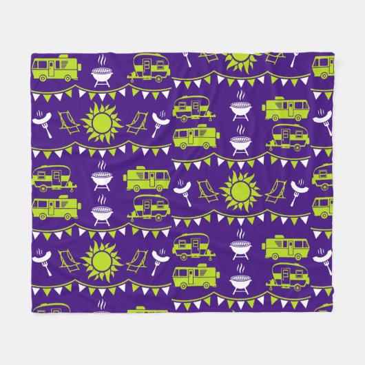 Couverture Polaire Décor camping Caravan (Devant (Horizontal))