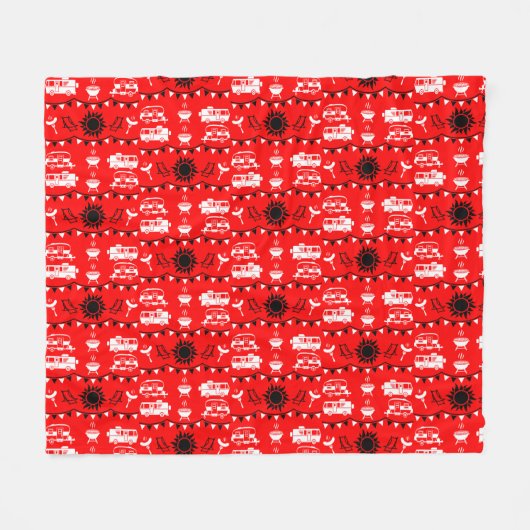 Couverture Polaire Décor camping Caravan (Devant (Horizontal))