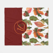 Couverture Polaire Décor d'automne monogramme Feuilles d'automne Bour (Devant (Horizontal))