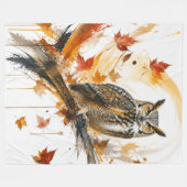 Couverture Polaire Décor de feuilles d'automne de grand-duc abstrait (Devant (Horizontal))